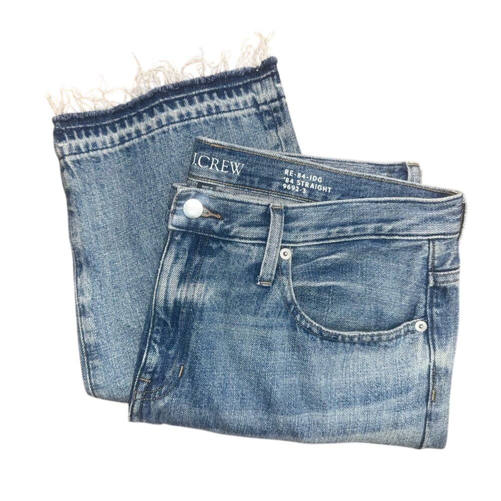 J CREW Womens Size 31 Petite RE '84 Mid Rise Rigid Denim Slouchy Straight Jeans